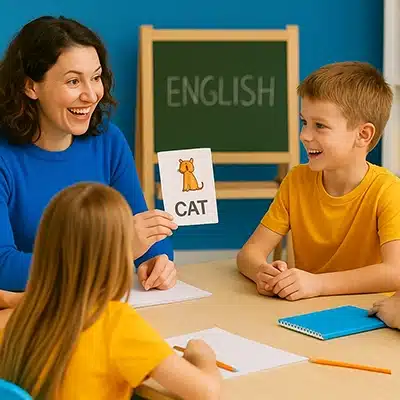 Englisch Intensivkurs Kinder thumb Gruppe von Kindern, die in einem Intensivkurs Englisch lernen