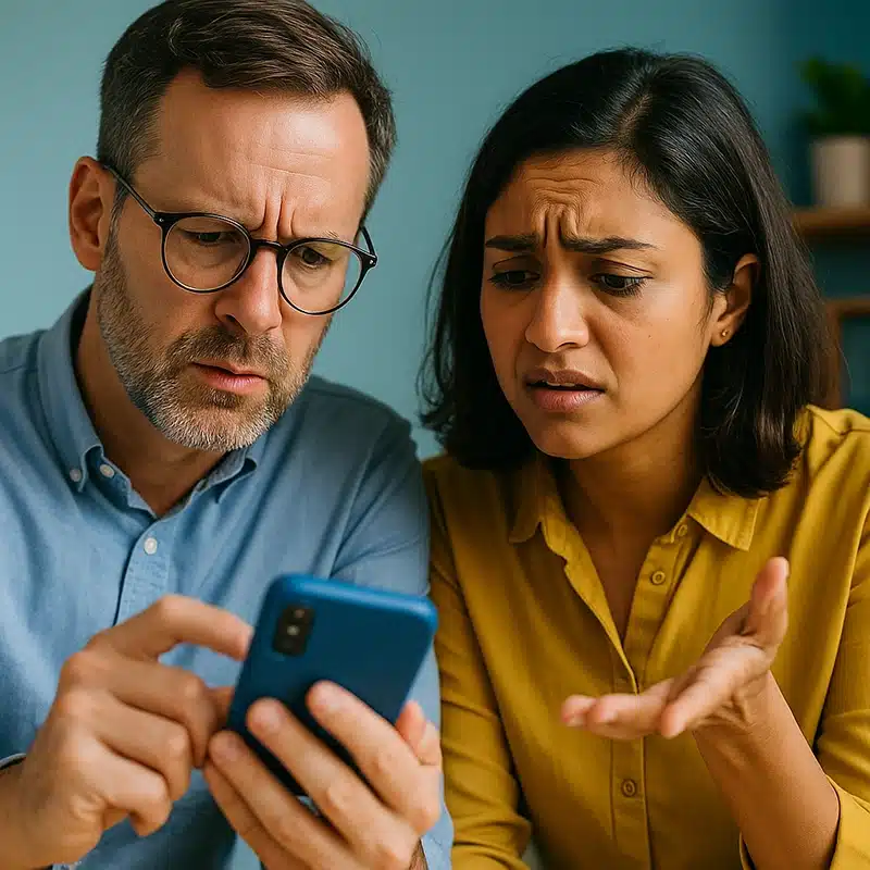 Leute, die versuchen, mit einer Übersetzungs-App zu kommunizieren, weil sie kein Englisch sprechen