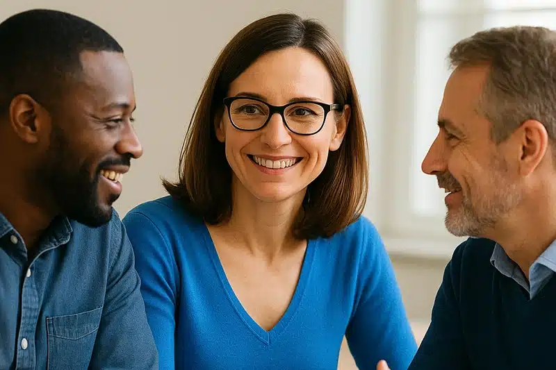 Ältere Leute lernen zusammen Englisch in der Leipzig Englisch Sprachschule