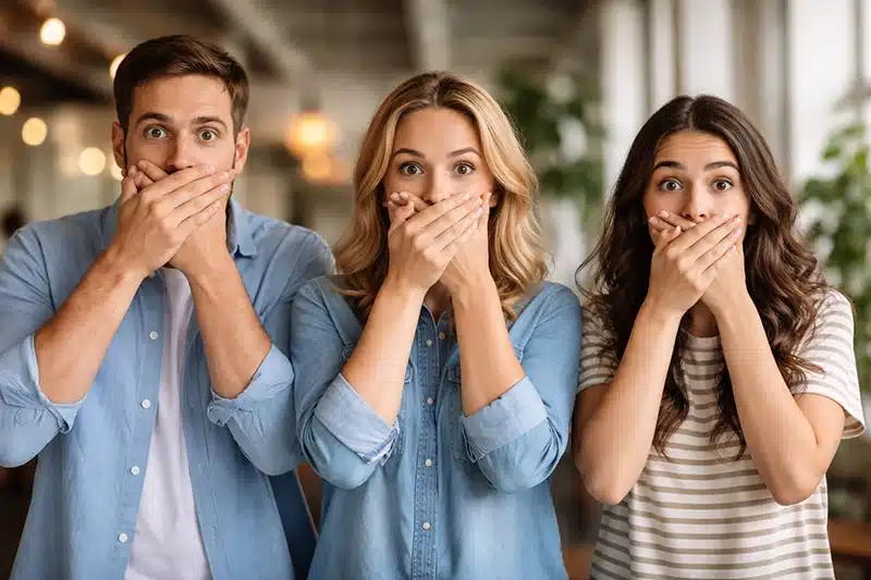 3 Menschen verstehen Englisch, tun sich aber schwer damit, es zu sprechen