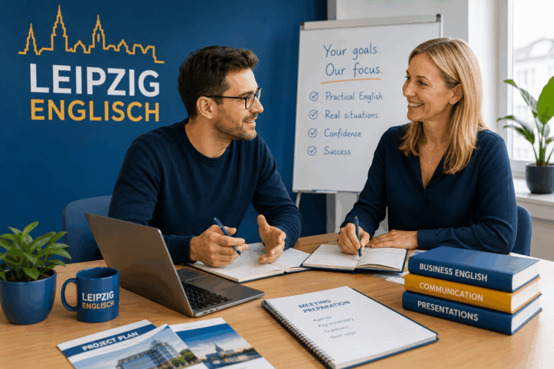Englisch Einzelunterricht in Leipzig Ein Mann, der in einer Einzelstunde sein Englisch verbessert